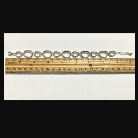 1980s Avon Silver Tone Circle Link Adjustable Bracelet Jewelry 9.25” SAQ Vintage - Picture 4 of 5